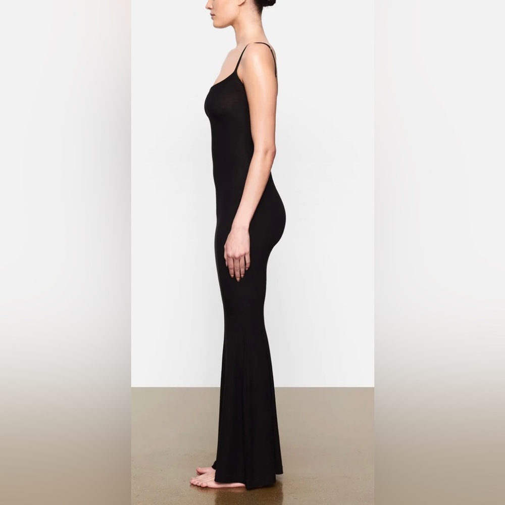 NWT Skims Soft Lounge Long Slip Dress Onyx Black Color Size L - Picture 4 of 8